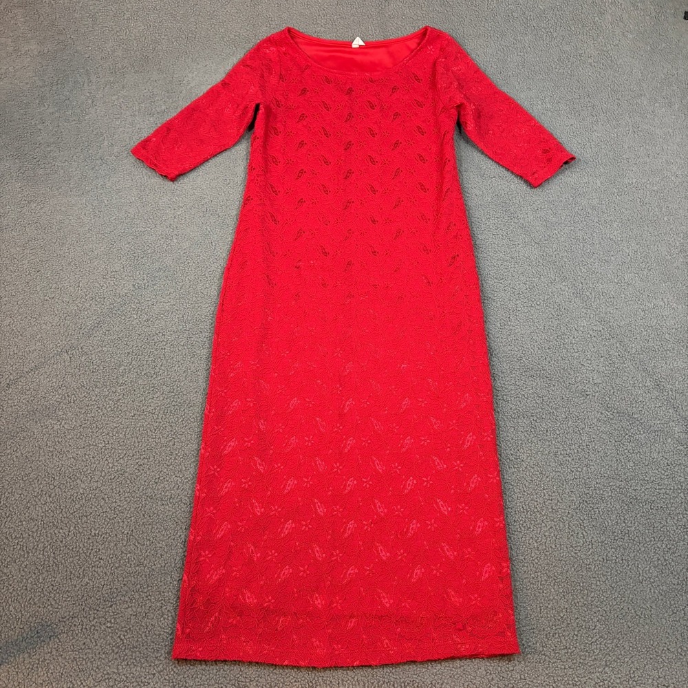 Pink Blush Lace Dress Womens S Red VD5883K Maternity 3/4 Sleeve Sheath Maxi